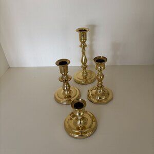 Vintage Baldwin Brass Mismatched Shiny Candle Holders set of 4
